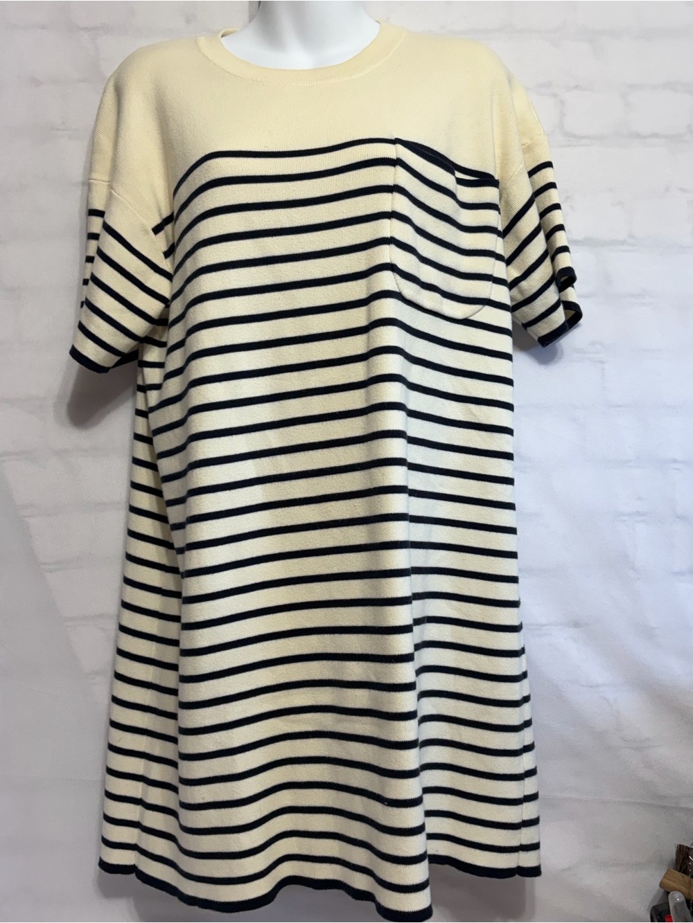Tuckernuck Navy Knit Mini Striped Frenchie Dress Sz S
